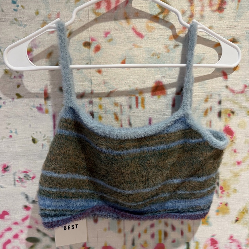 Striped Fuzzy Crop Top